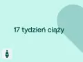 17 tydzień ciąży. Serce i ikony D+ oraz kobiety w ciąży na jasnym tle.