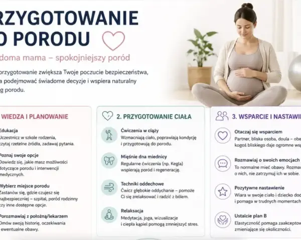Przygotowanie do porodu: wiedza, ćwiczenia, wsparcie. Świadoma mama to spokojniejszy przebieg porodu.