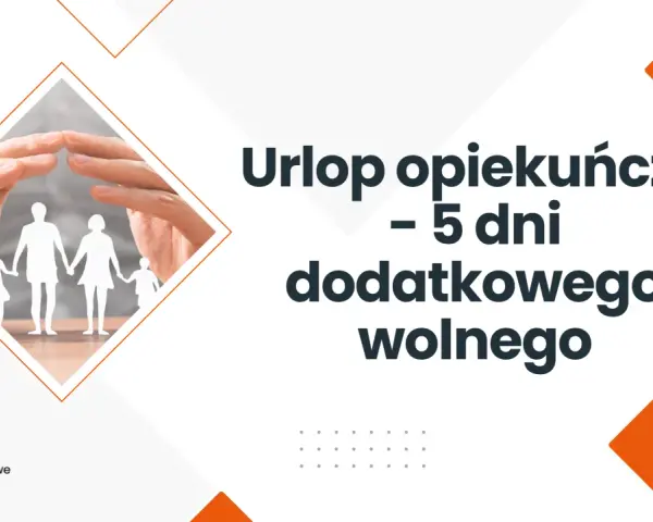 Ręce chroniące rodzinę z papieru. Tytuł: Urlop opiekuńczy – 5 dni dodatkowego wolnego. RBH Biuro Rachunkowe.