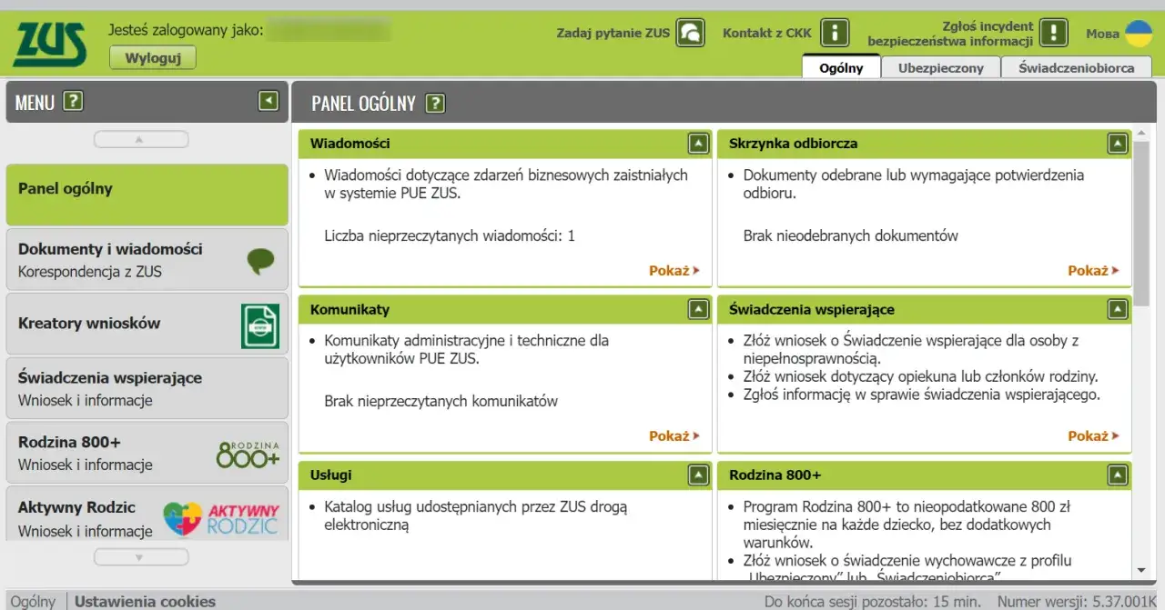 Panel ZUS: Wiadomości, komunikaty, wnioski o świadczenia, w tym babciowe dla kogo. Dostępne też Rodzina 800+.