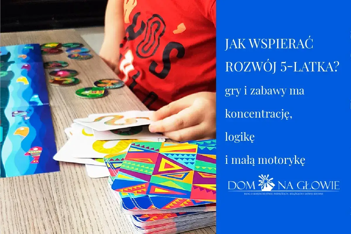 Dziecko bawi się kartami, rozwijając koncentrację i małą motorykę. Idealne gry dla 5-latka.