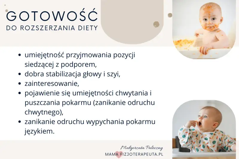 Uśmiechnięty 5 miesięczne dziecko z jedzeniem na twarzy i w śliniaczku, gotowe do rozszerzania diety.